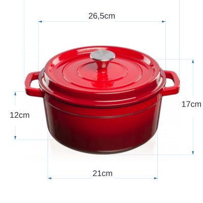 322 FEURED Grandfeu Red Cast Iron Pot, 4.7l.
