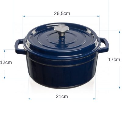 323 FEUDARKBLUE Grandfeu Blue Cast Iron Pot, 4.7l.