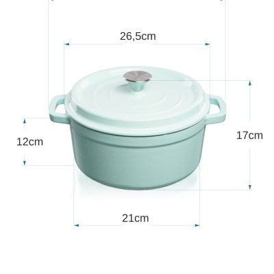 Grandfeu Light Blue Cast Iron Pot, 4.7l.