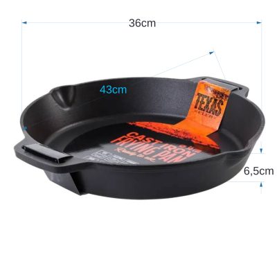 Cast iron frying pan with short handles, 36 cm.