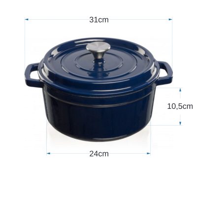 Grandfeu Blue Cast Iron Pot, 3.5l.