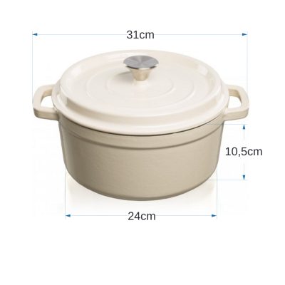 Grandfeu White Cast Iron Pot, 3.5l.