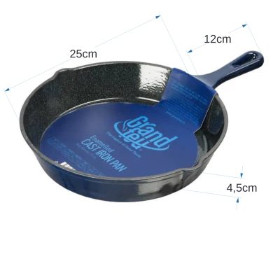 Grand Feu Blue Enamelled Cast Iron frying pan, Ø 25cm.