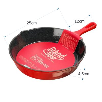 Grand Feu Red Enamelled Cast Iron frying pan, Ø 25cm.