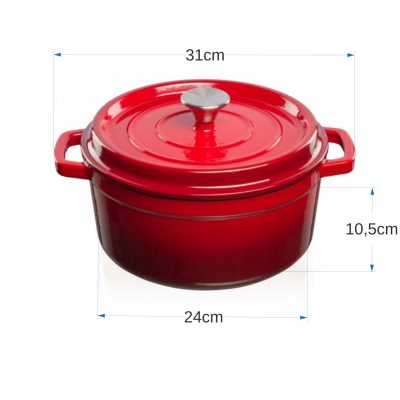 Grandfeu Red Cast Iron Pot, 3.5l.