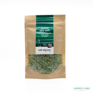 Refill Bag Of Sea Salt With Garlic and Basil - 180g.