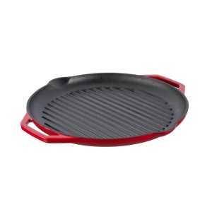 Grandfeu Red Cast Iron Frying Pan, 34cm.