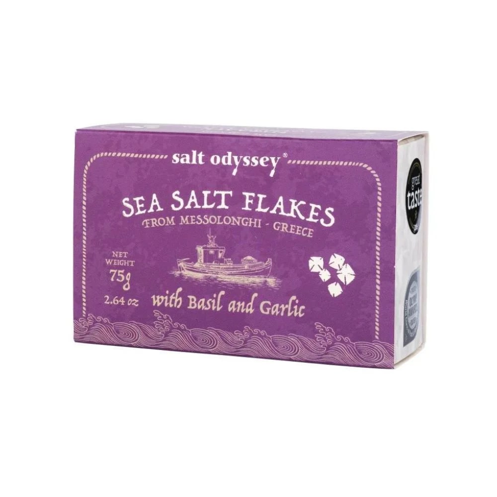 Salt Odyssey Sea Salt Flakes With Garlic and Basil, 75 g