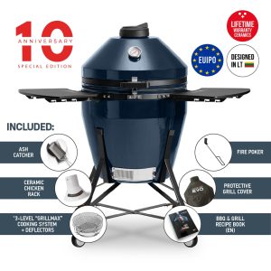Kamado Bono EVO Grande Navy Blue large kamado BBQ front view