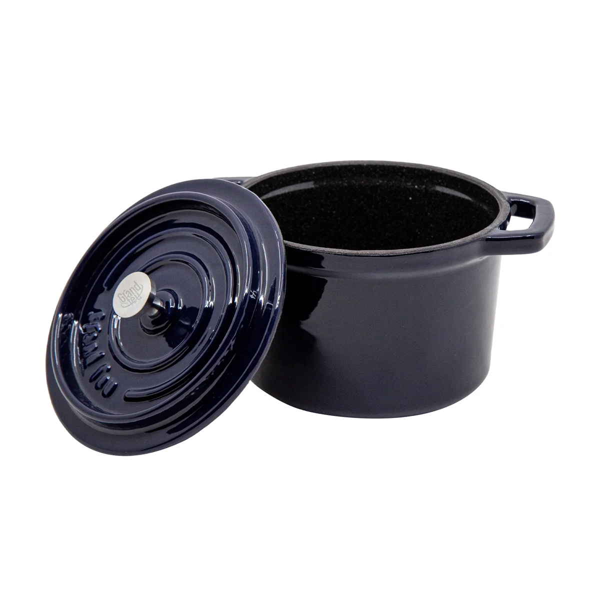 Blue 3 2 Grand Feu Enamelled Cast Iron Mini Casserole Pot Blue 0.65L