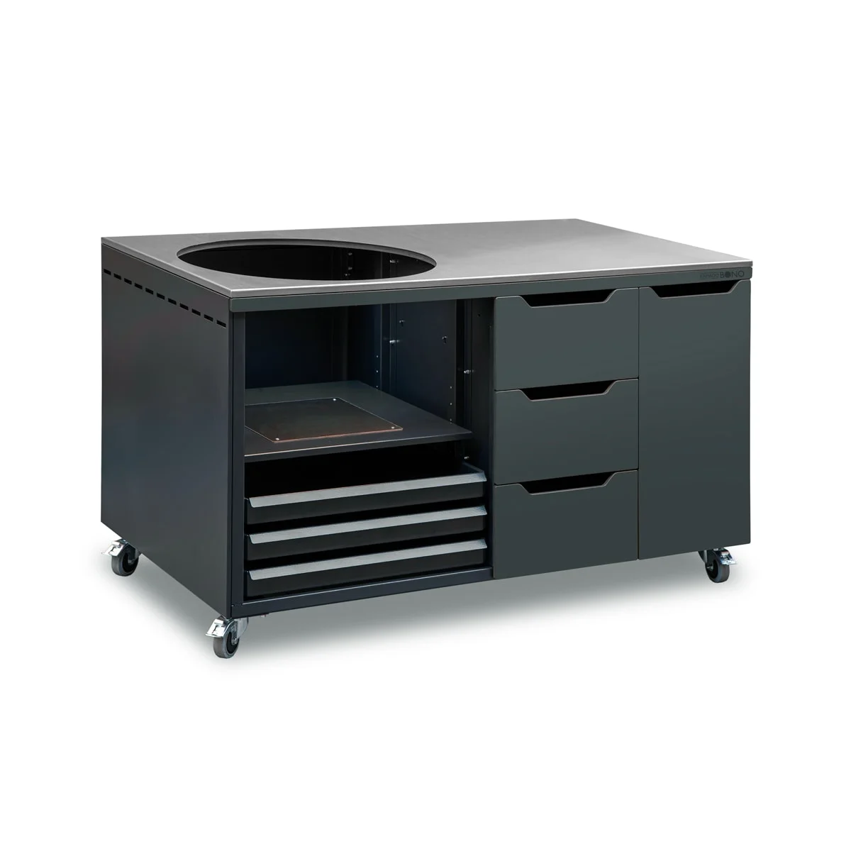Carbon 2 kamado table grill table outdoor kitchen kamado workstation bbq cabinet grill station outdoor cooking kamado accessory bbq storage ceramic grill table outdoor kitchen unit carbon grey