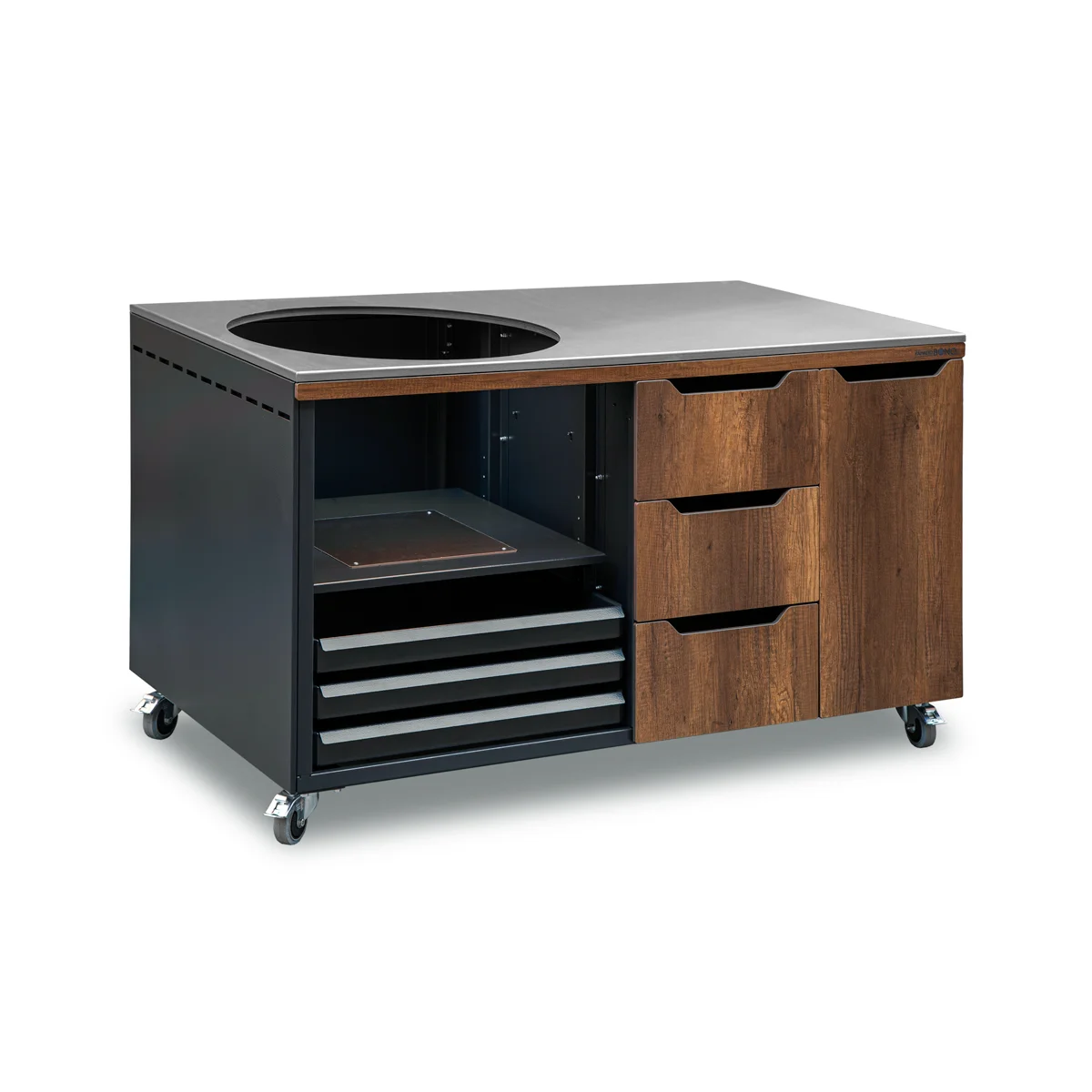 Oak 2 Kamado Grill Table Barrique Oak Outdoor Kitchen Station
