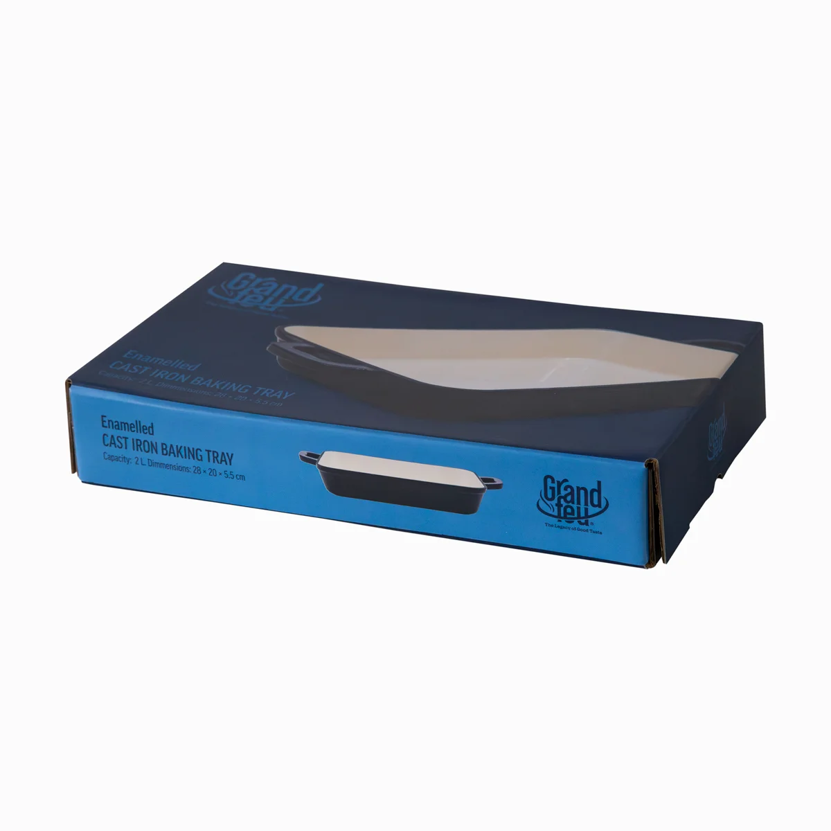 blue 4 Grand Feu Blue Enamelled Cast Iron Baking Dish 2L
