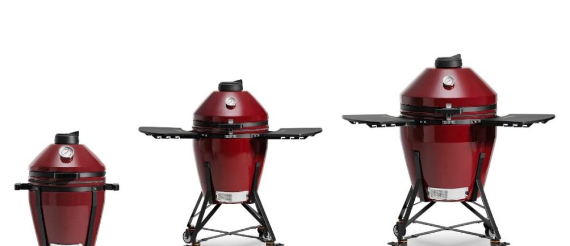 Kamado Bono EVO Minimo, EVO Media and EVO Grande ceramic grills side by side to scale