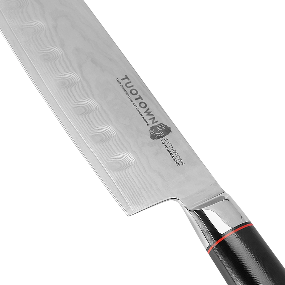 c4. AknOcWW Damascus santoku knife 18 cm with layered steel pattern — view 5