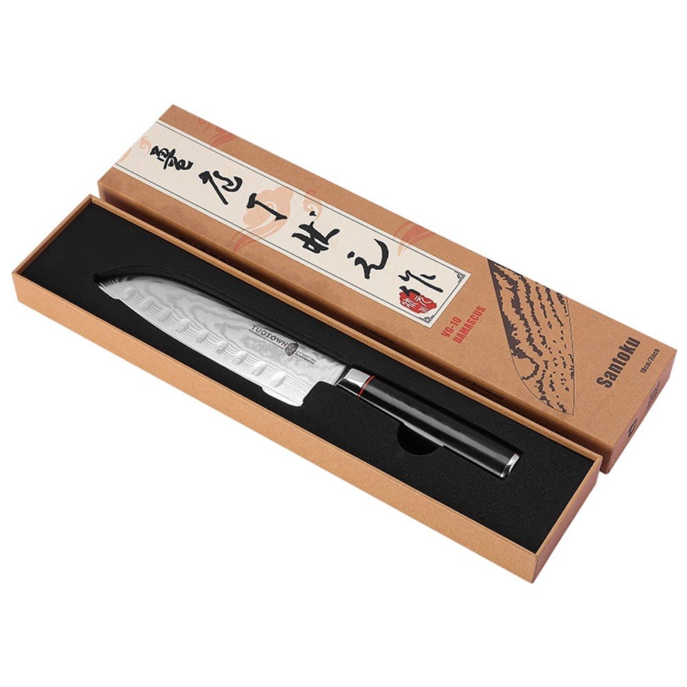 geras 1 Damascus santoku knife 18 cm with layered steel pattern